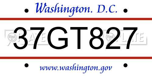 37GT827 District Of Columbia License Plate