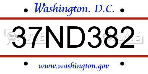 37ND382 District Of Columbia License Plate