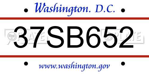 37SB652 District Of Columbia License Plate