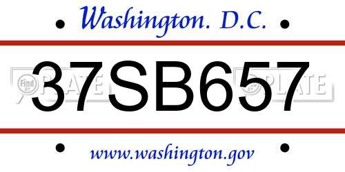 37SB657 District Of Columbia License Plate
