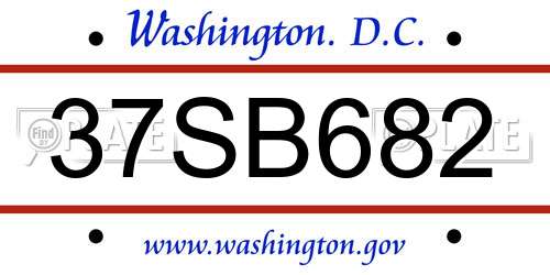 37SB682 District Of Columbia License Plate