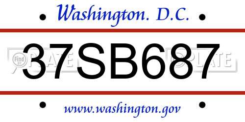 37SB687 District Of Columbia License Plate