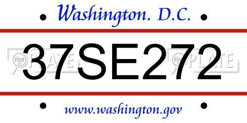 37SE272 District Of Columbia License Plate