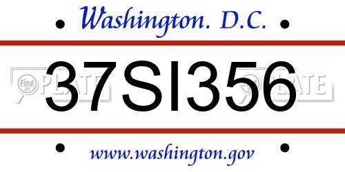 37SI356 District Of Columbia License Plate