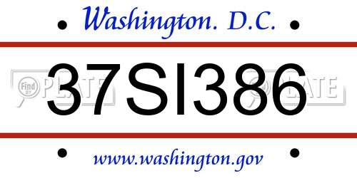 37SI386 District Of Columbia License Plate