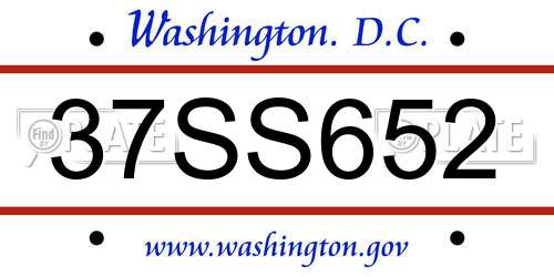37SS652 District Of Columbia License Plate