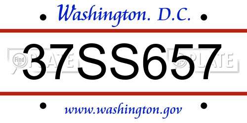 37SS657 District Of Columbia License Plate