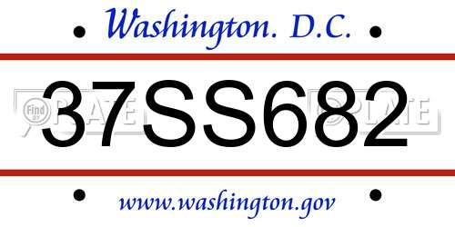 37SS682 District Of Columbia License Plate