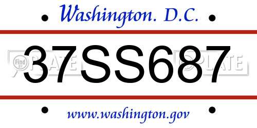 37SS687 District Of Columbia License Plate