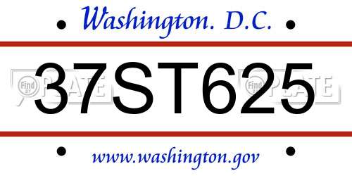 37ST625 District Of Columbia License Plate