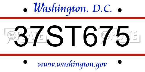 37ST675 District Of Columbia License Plate