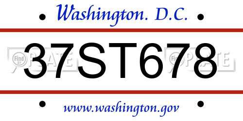 37ST678 District Of Columbia License Plate