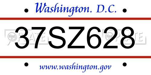 37SZ628 District Of Columbia License Plate