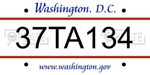 37TA134 District Of Columbia License Plate