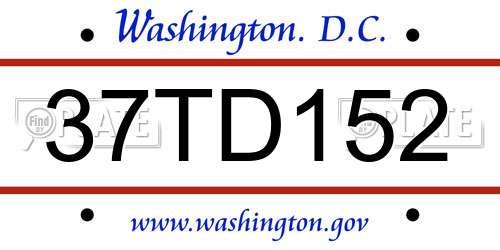 37TD152 District Of Columbia License Plate
