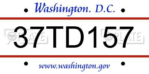 37TD157 District Of Columbia License Plate