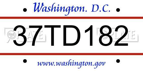 37TD182 District Of Columbia License Plate
