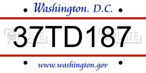 37TD187 District Of Columbia License Plate