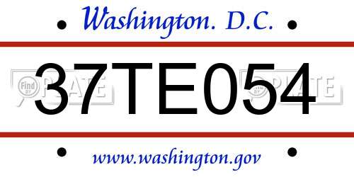 37TE054 District Of Columbia License Plate