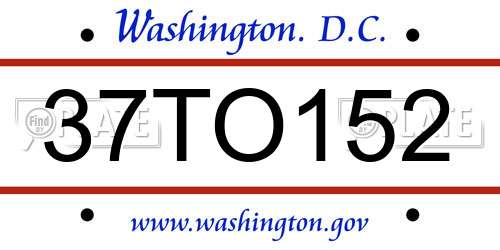 37TO152 District Of Columbia License Plate