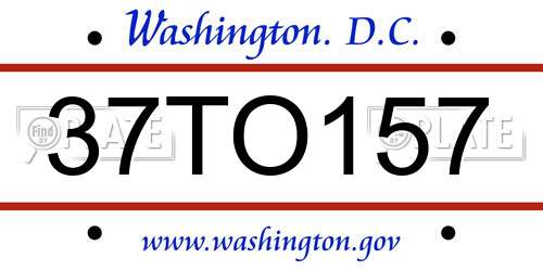 37TO157 District Of Columbia License Plate