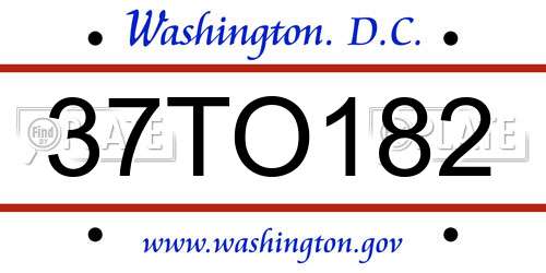 37TO182 District Of Columbia License Plate
