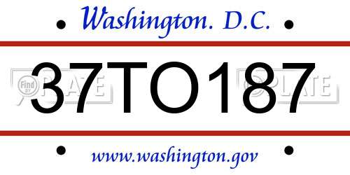 37TO187 District Of Columbia License Plate