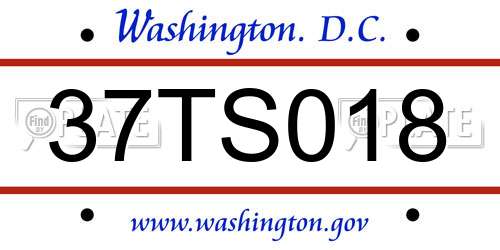 37TS018 District Of Columbia License Plate