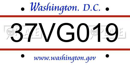 37VG019 District Of Columbia License Plate