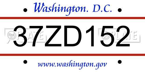 37ZD152 District Of Columbia License Plate