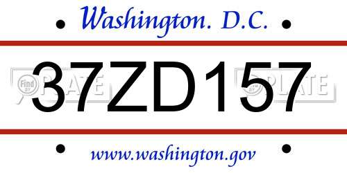 37ZD157 District Of Columbia License Plate