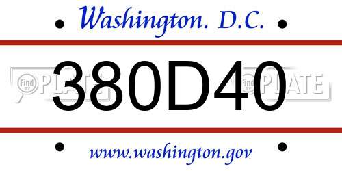 380D40 District Of Columbia License Plate
