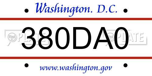 380DA0 District Of Columbia License Plate
