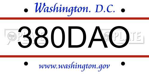 380DAO District Of Columbia License Plate