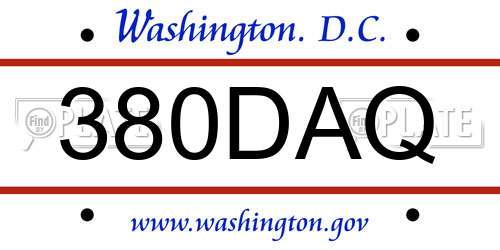 380DAQ District Of Columbia License Plate