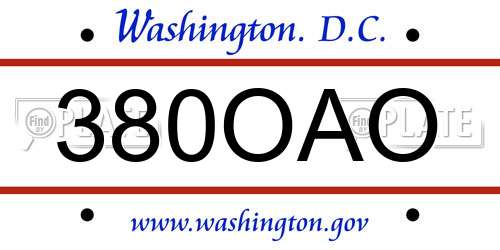 380OAO District Of Columbia License Plate