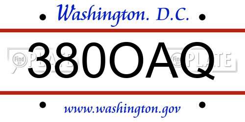 380OAQ District Of Columbia License Plate