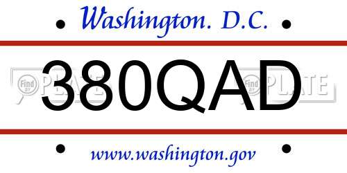 380QAD District Of Columbia License Plate
