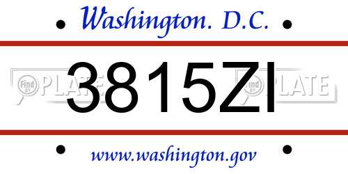 3815ZI District Of Columbia License Plate