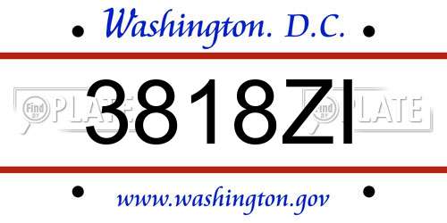 3818ZI District Of Columbia License Plate