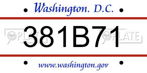 381B71 District Of Columbia License Plate