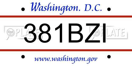 381BZI District Of Columbia License Plate