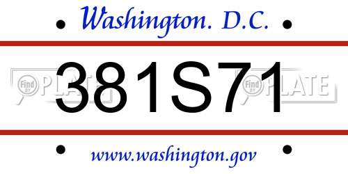 381S71 District Of Columbia License Plate