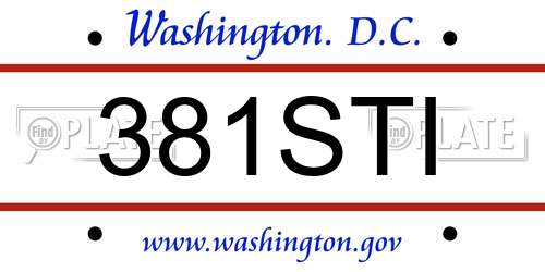 381STI District Of Columbia License Plate