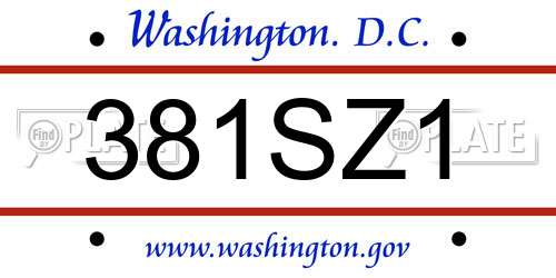 381SZ1 District Of Columbia License Plate