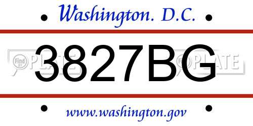 3827BG District Of Columbia License Plate