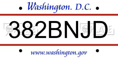 382BNJD District Of Columbia License Plate