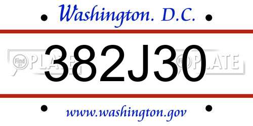 382J30 District Of Columbia License Plate