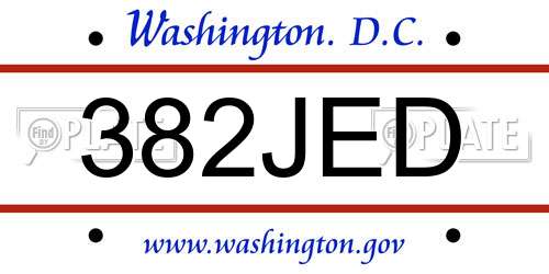 382JED District Of Columbia License Plate