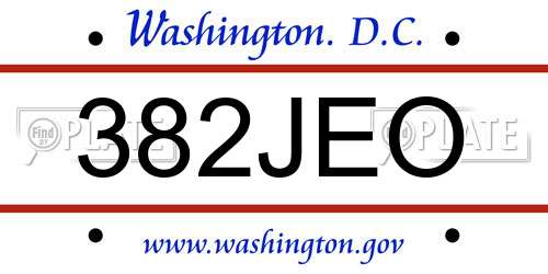 382JEO District Of Columbia License Plate